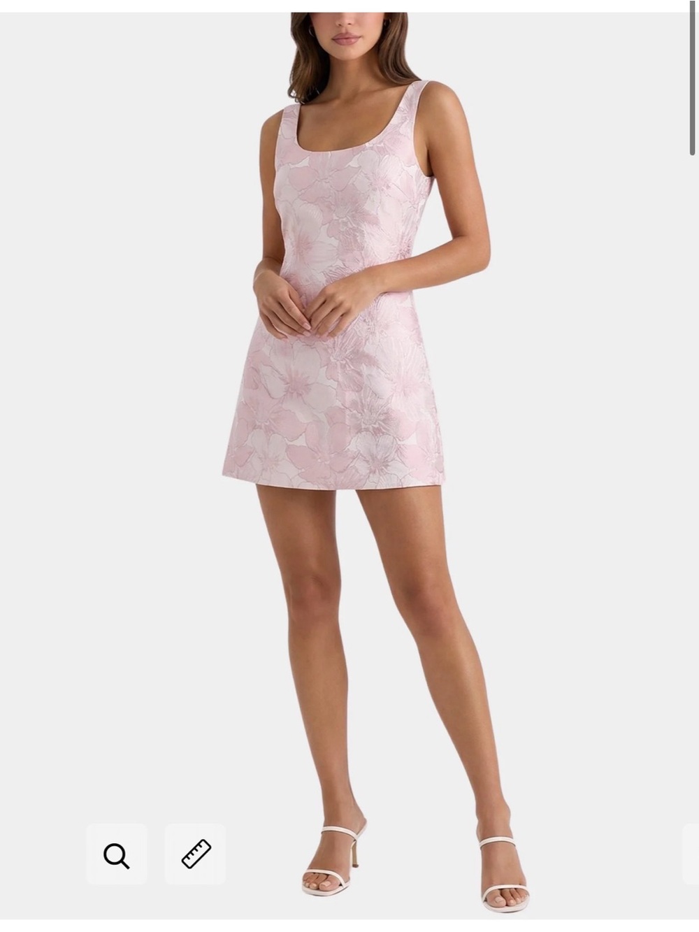 Lena Pink Floral Scoop Neck Jacquard Dress